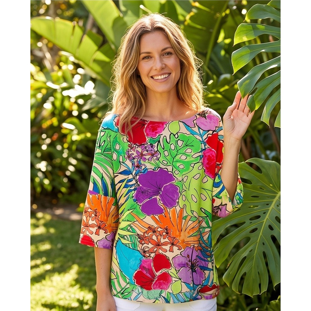 Jams World M Vintage 90s Paradise Floral Rayon Top W674-PAIS Medium
